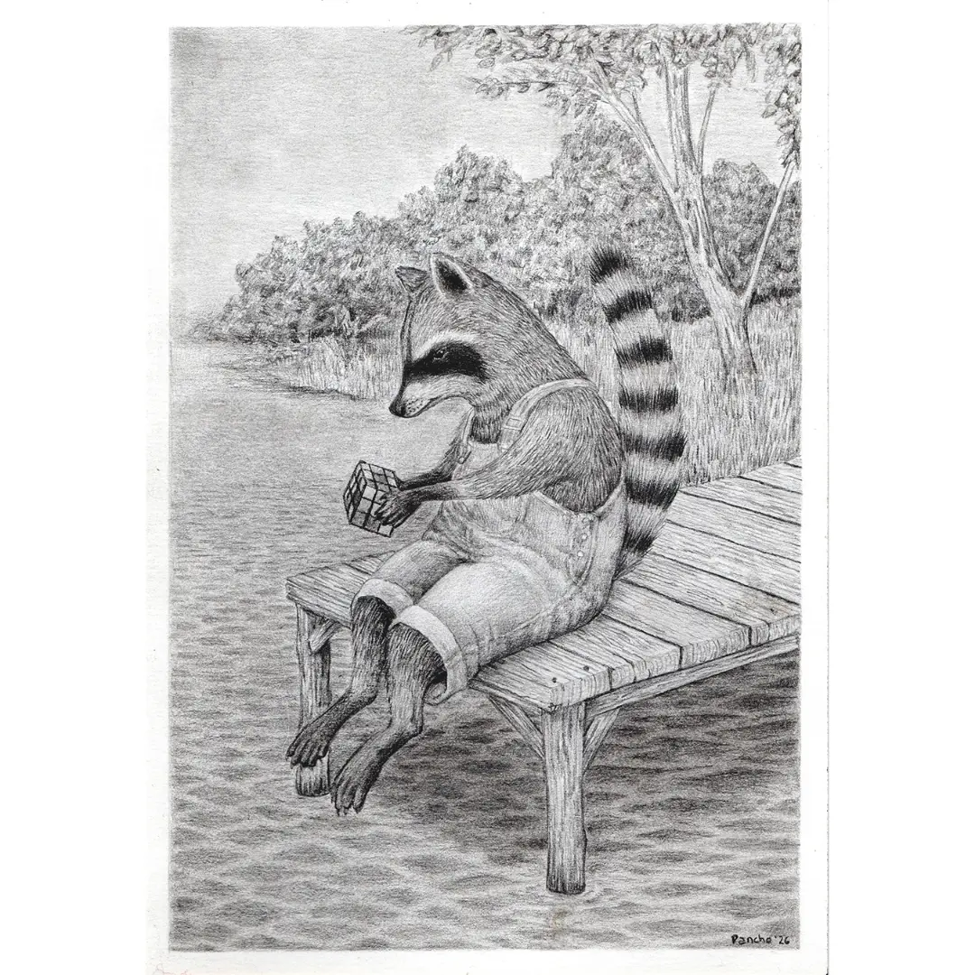 Aguará popé — Grafito sobre papel – 29,7x42cm – 2026