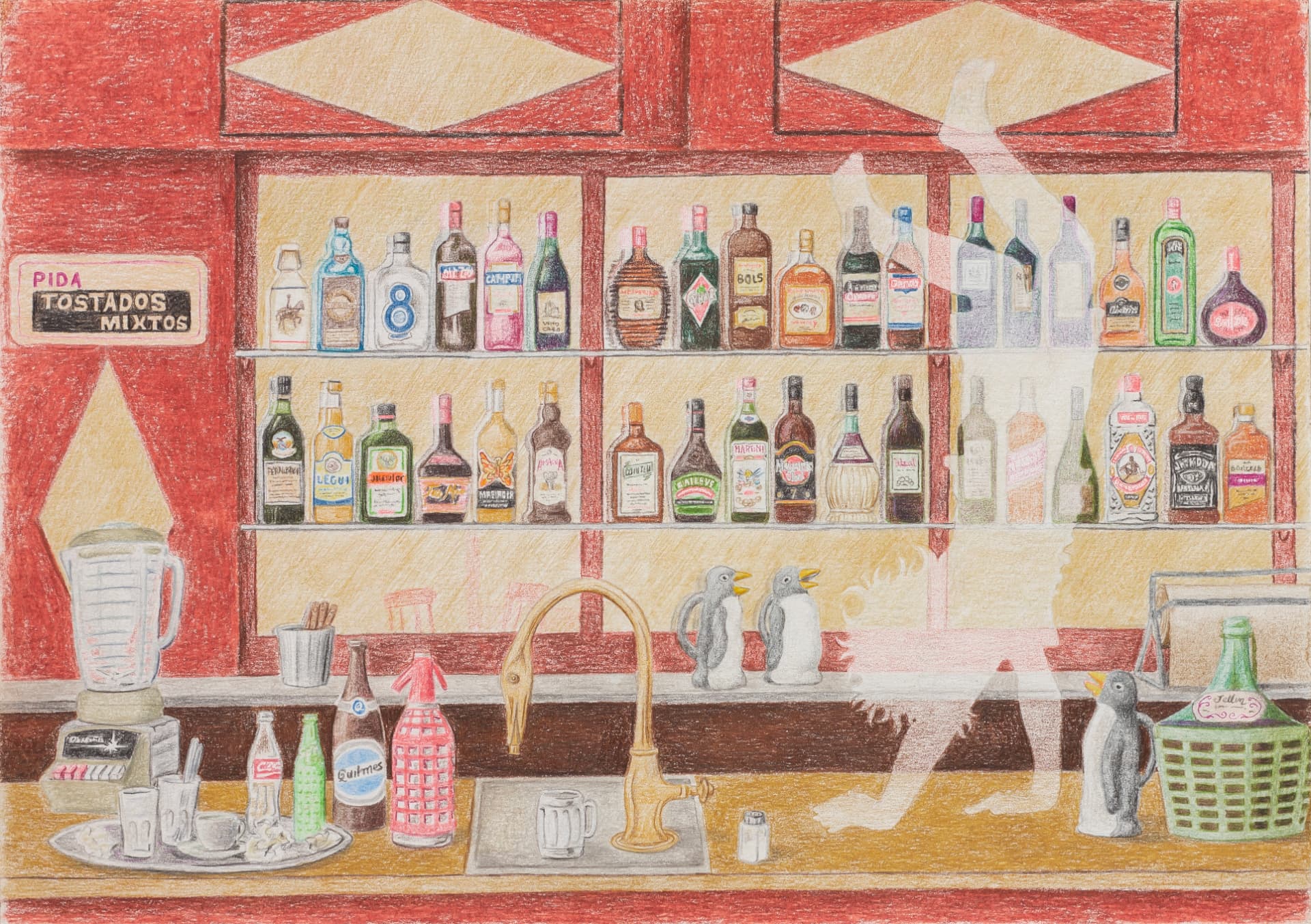 Montoto piensa, y está en lo cierto, que nadie lo ve — Lápiz de color sobre papel – 29,7x42cm – 2026