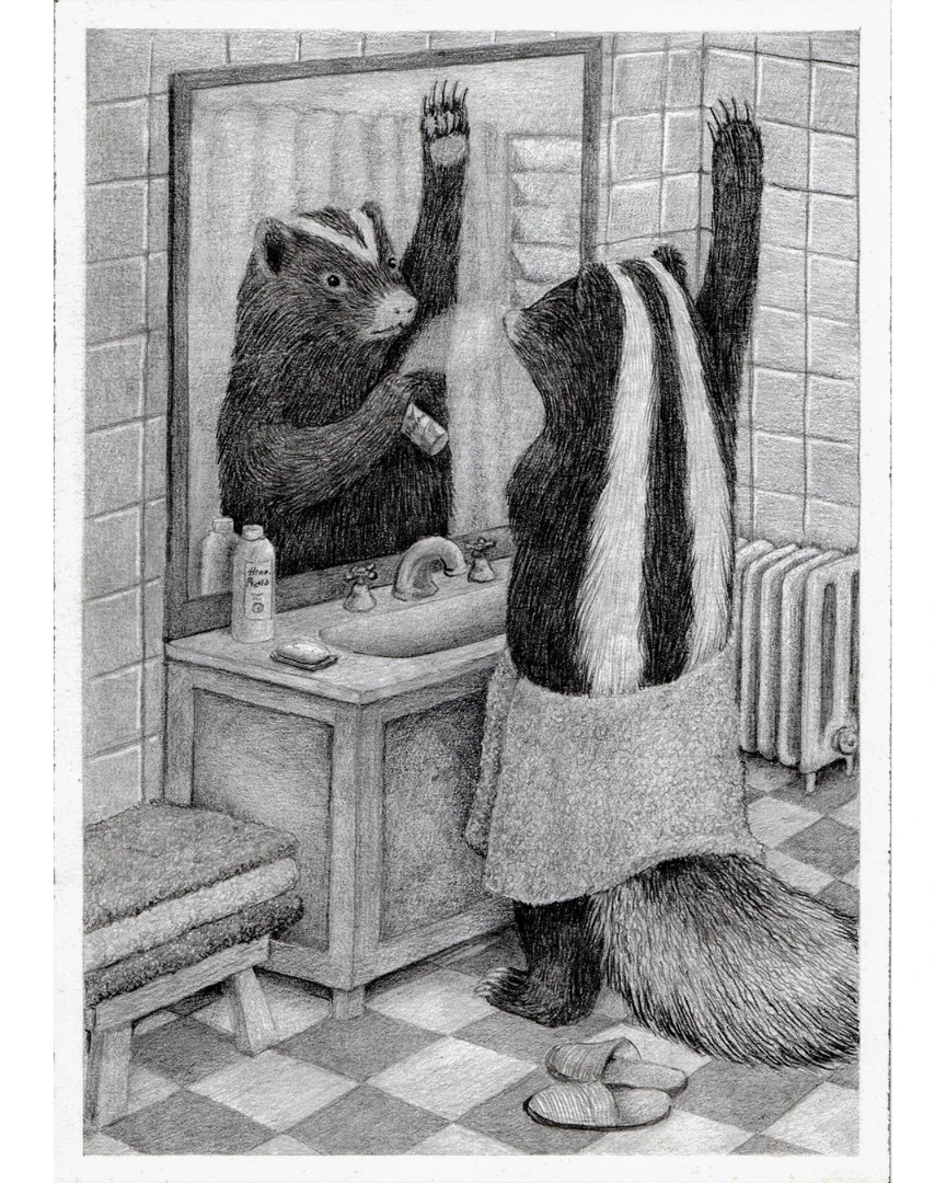El señor Conepatus — Grafito sobre papel – 29,7x42cm – 2025